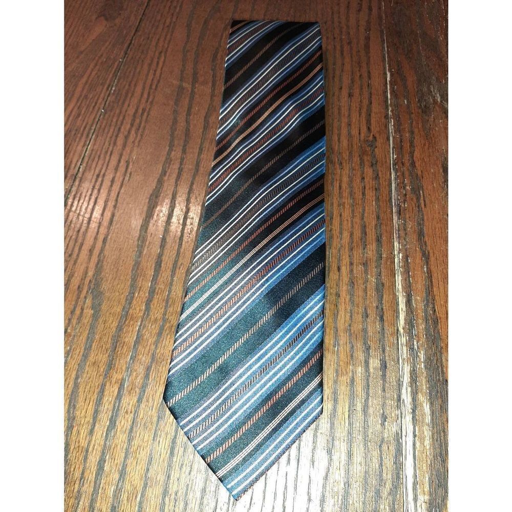Roberto Villini Couture Handmade Silk Neck Tie Black Yellow Blue Tan Burgandy